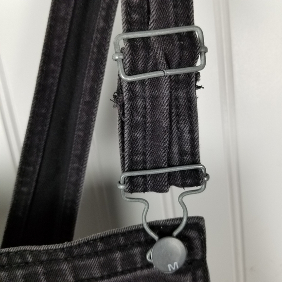 Massimo Womens Black Denim Overalls Size Medium Distressed Skinny Leg Stretch - Picture 5 of 13